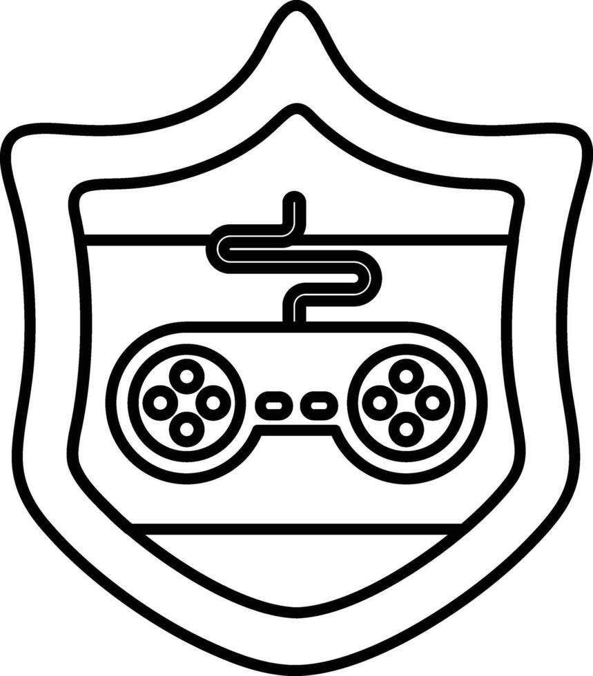 A black and white image of a shield with a controller on it vector