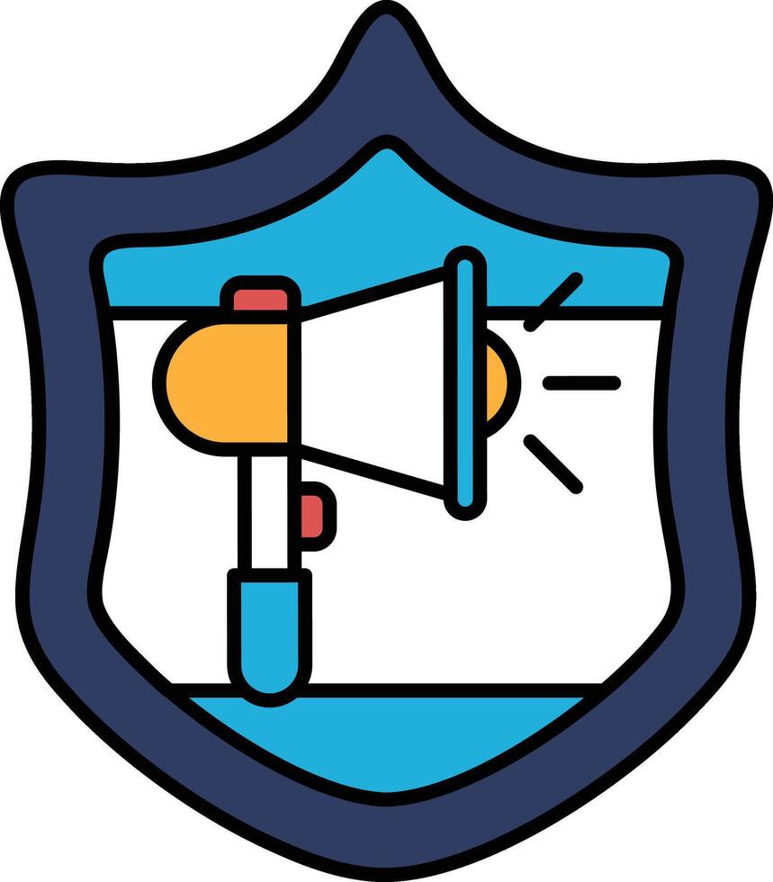 A shield with a megaphone on it vector