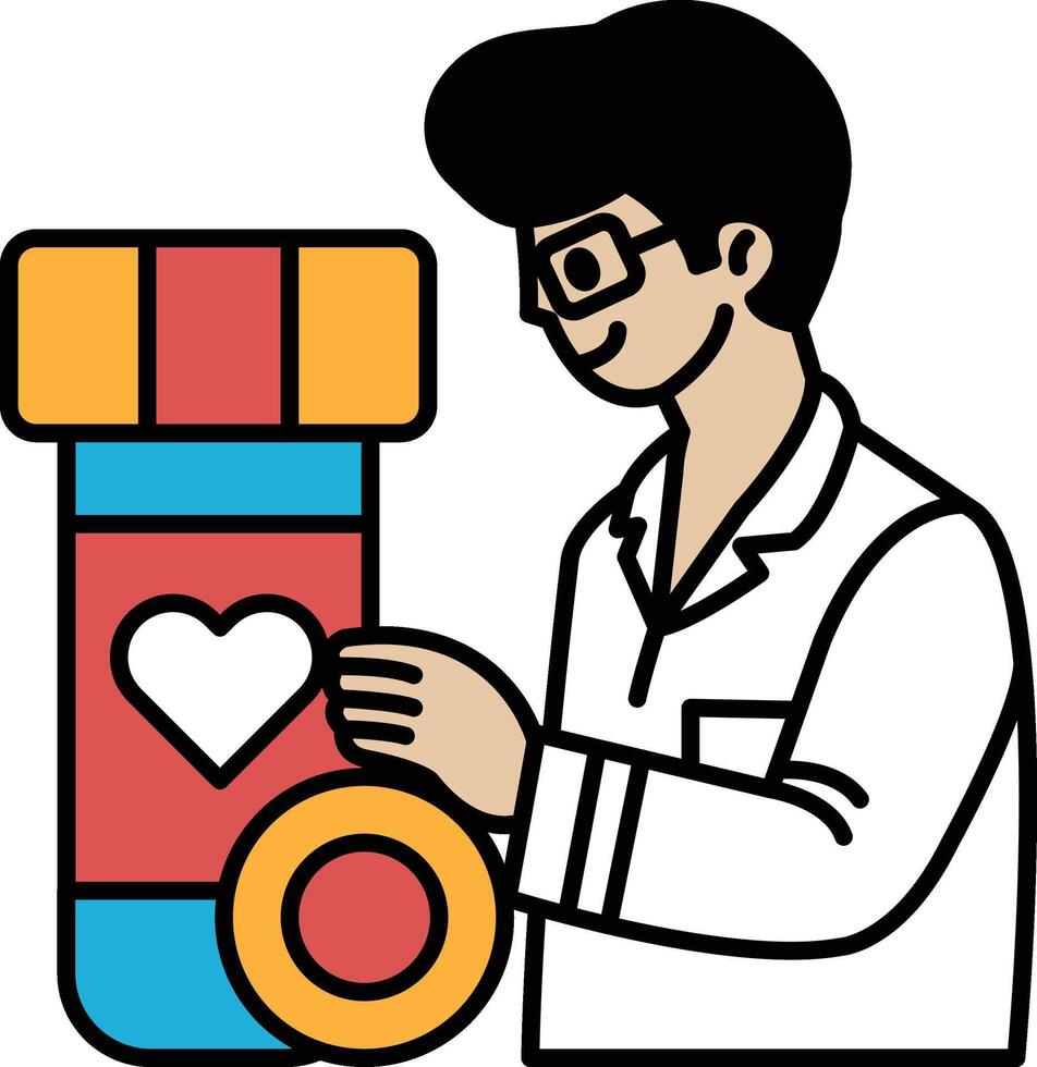 A man is holding a bottle with a heart on it vector