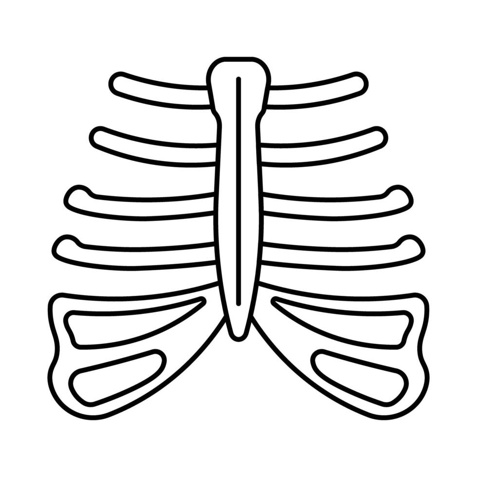 Ribs Human body line editable icons set, illustration in modern thin line style of human anatomy icons. Organs, body parts, skeleton parts, Pictogram and infographics for mobile. Isolated on White vector