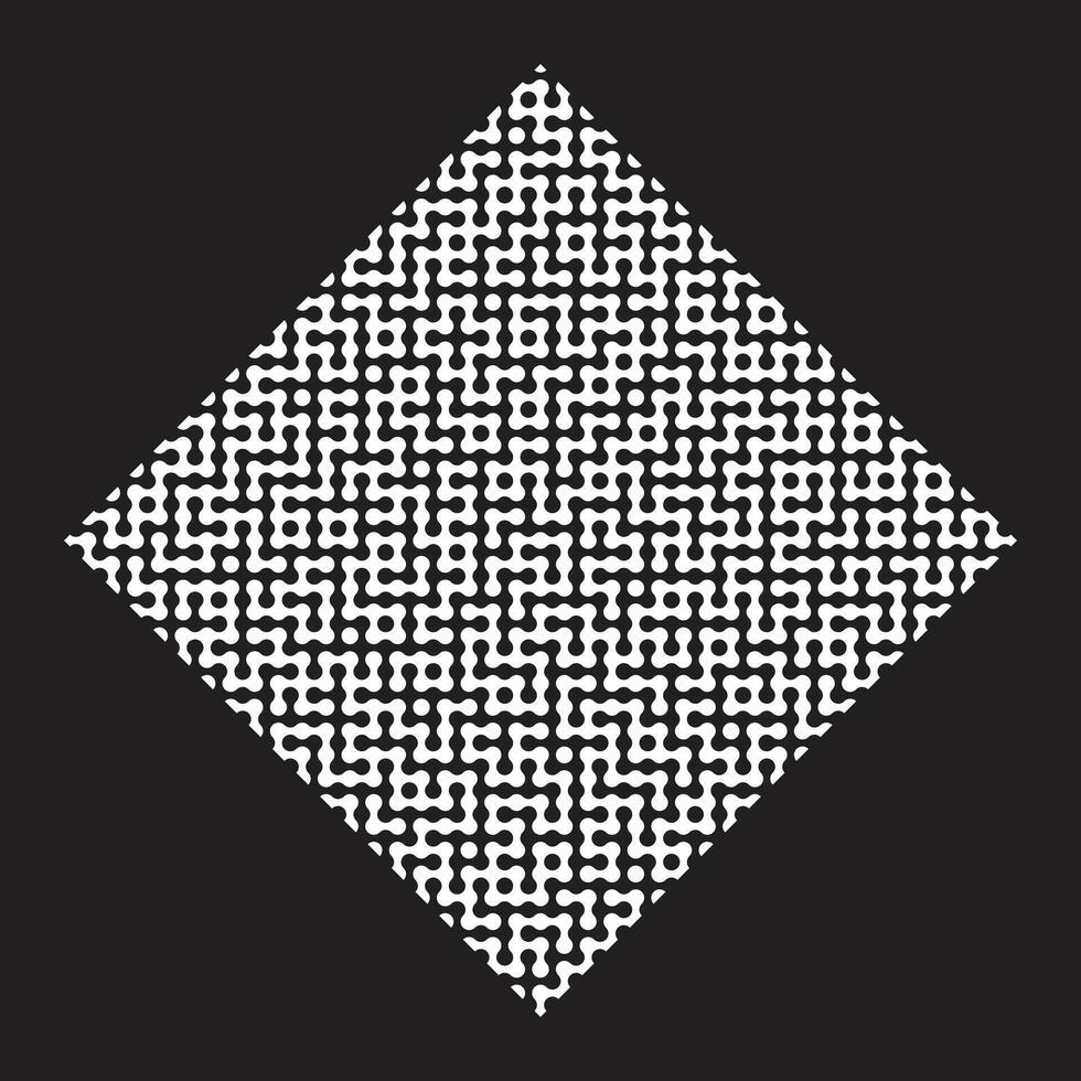 Abstract Dotted Labyrinth Pattern Illustration - Microchip Style Maze Design on Black for Tech, Connectivity, and Digital Backgrounds vector