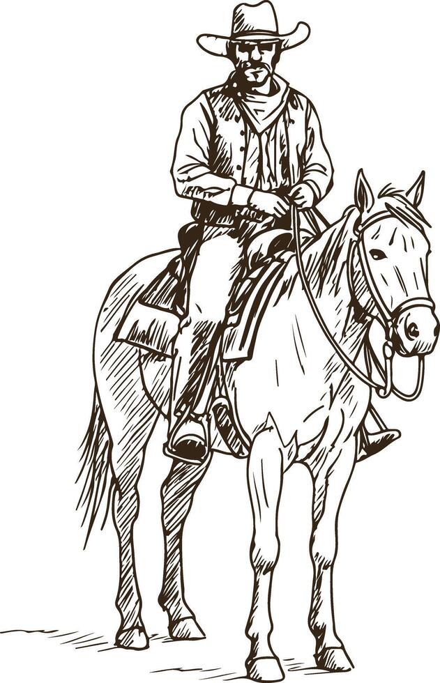 Western Cowboy with Lasso and Desert Mountain Background Illustration vector
