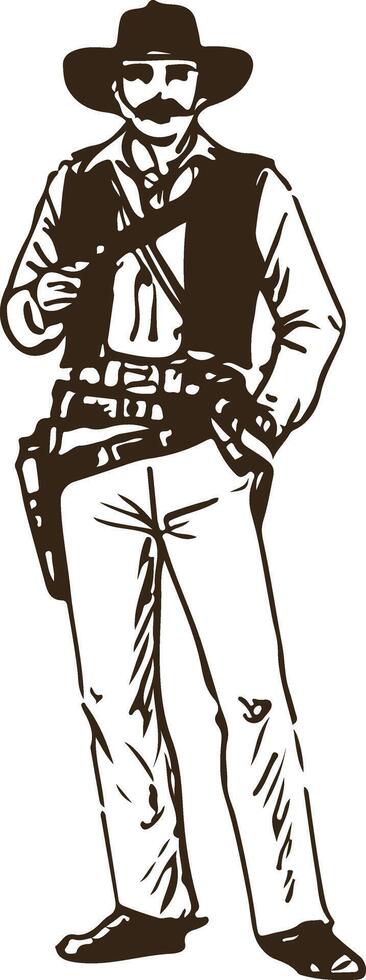 American Cowboy with Lasso in Desert Wilderness Illustration vector