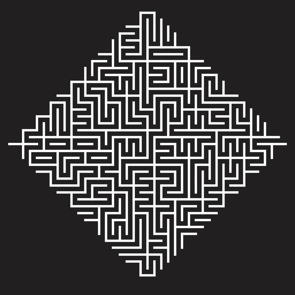 Abstract Geometric Maze Pattern Illustration - Intricate Labyrinth Design on Black Background for Modern Art, Puzzles, and Digital Graphics vector