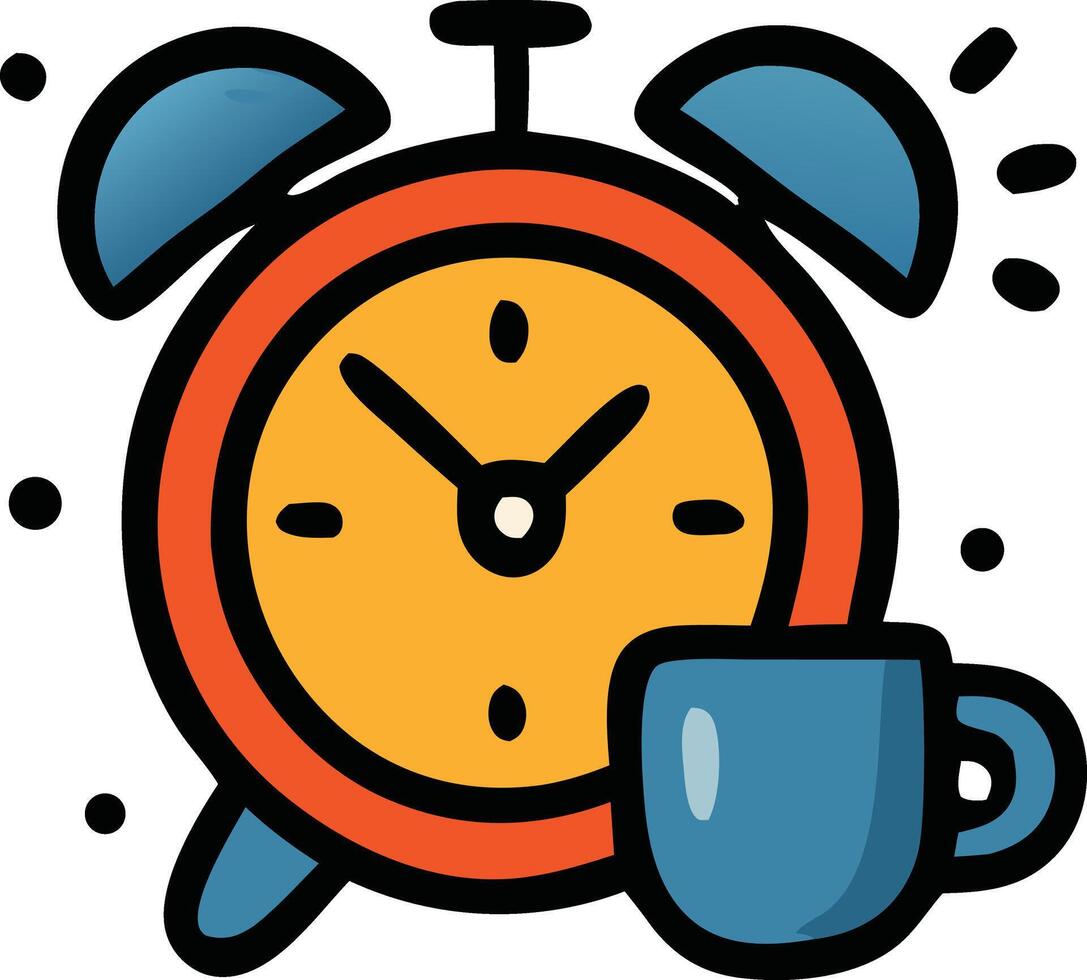 An alarm clock and a cup of coffee vector