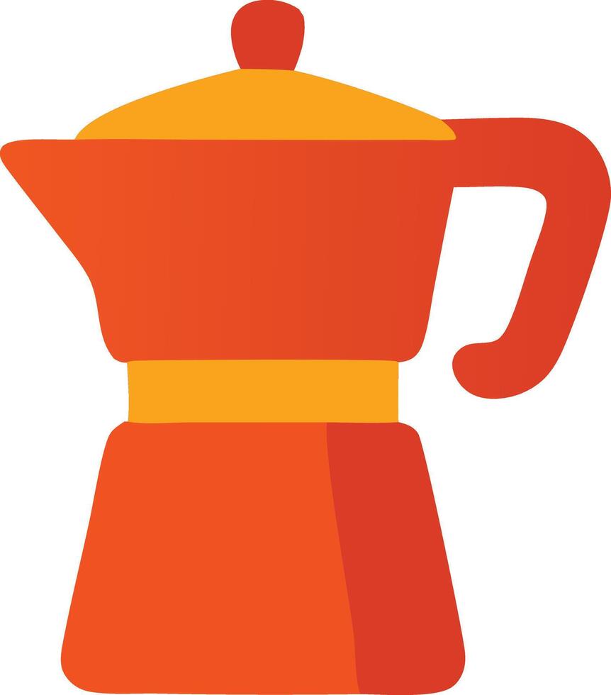 An orange coffee pot with a yellow handle vector