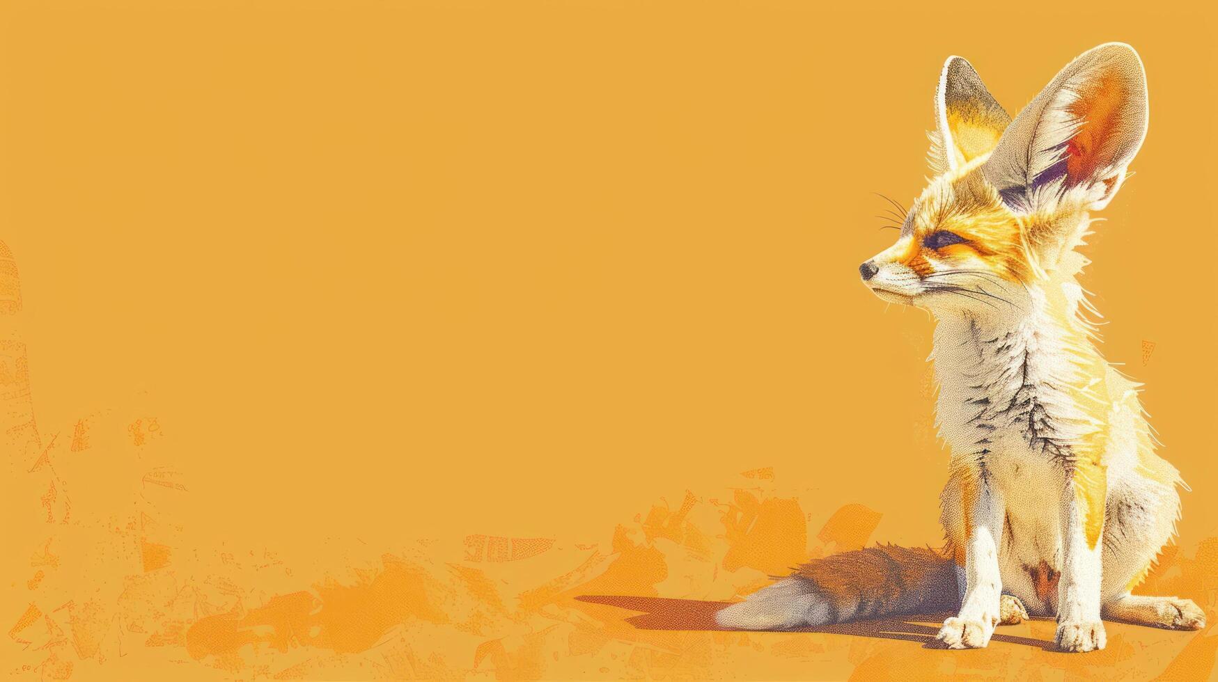 Adorable Fennec Fox Sitting in Desert with Copy Space, Small Desert Mammal with Large Ears, Wildlife Photography, Nature and Wildlife Concept photo