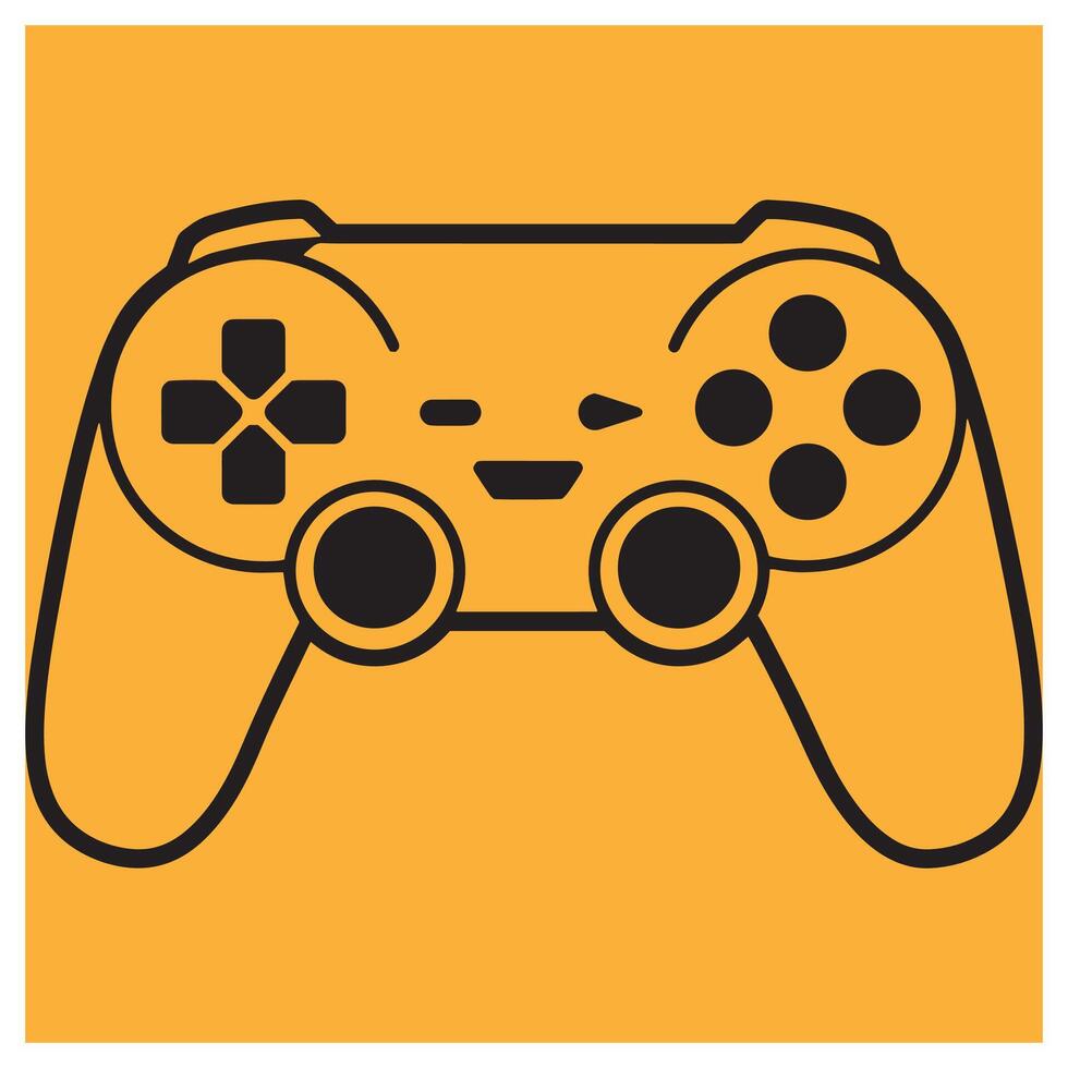 Simple black and yellow gaming controller illustration for digital entertainment design vector