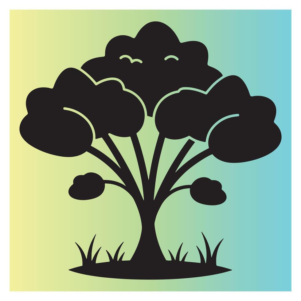 silhouette tree illustration with a graded gradient background for nature and design concepts vector
