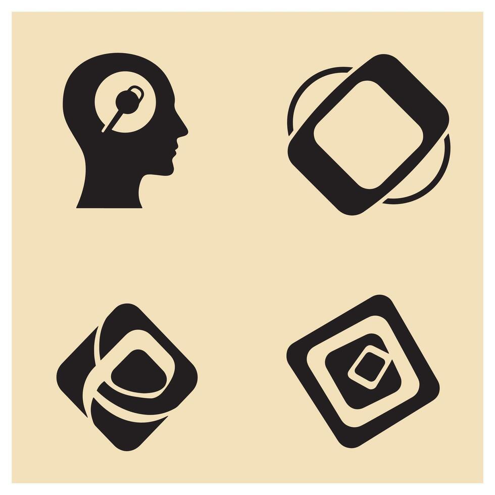 Abstract geometric icons exploring ideas and concepts in a minimalist style vector