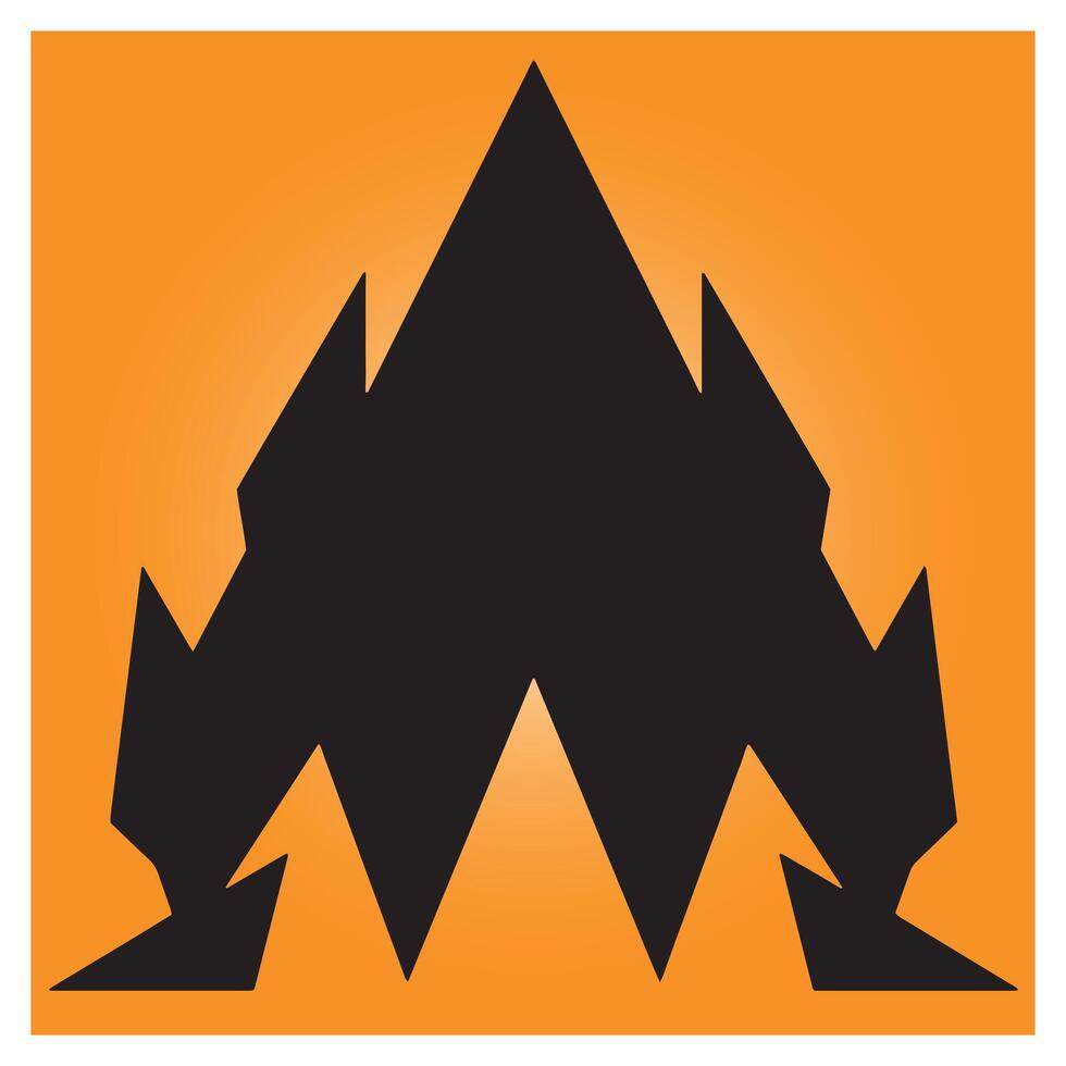 Geometric black mountains with orange gradient background illustration for design and concepts vector