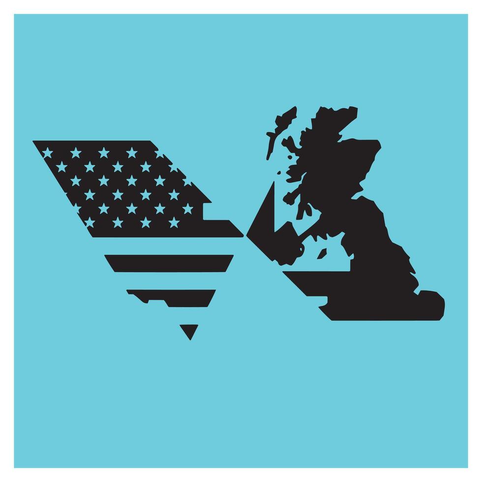 United states and united kingdom geographic connection and alliance concept on blue background vector
