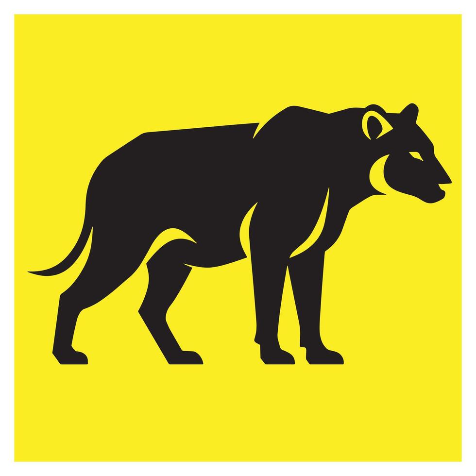 Silhouette of a black panther with yellow accents on a bright yellow background vector