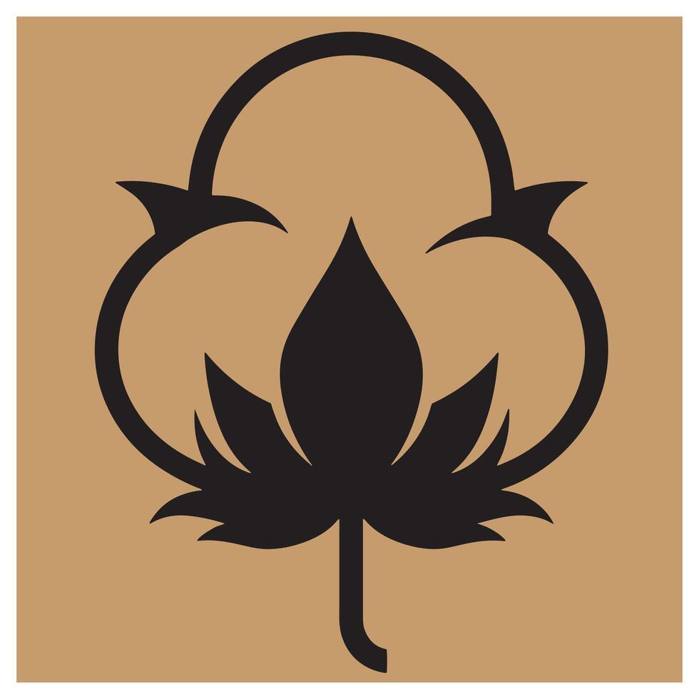 Stylized cotton flower icon on a tan background for sustainable textile branding vector