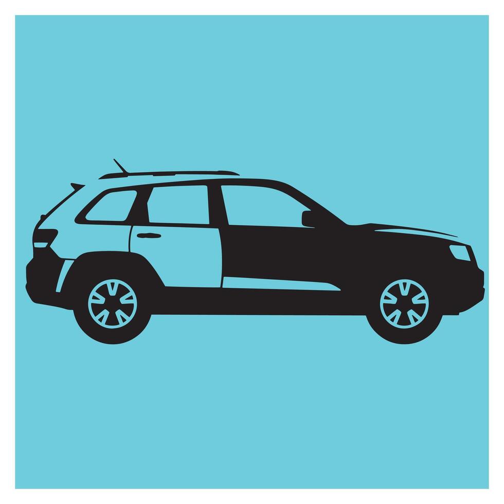 Stylized silhouette illustration of a modern suv vehicle against a light blue background vector