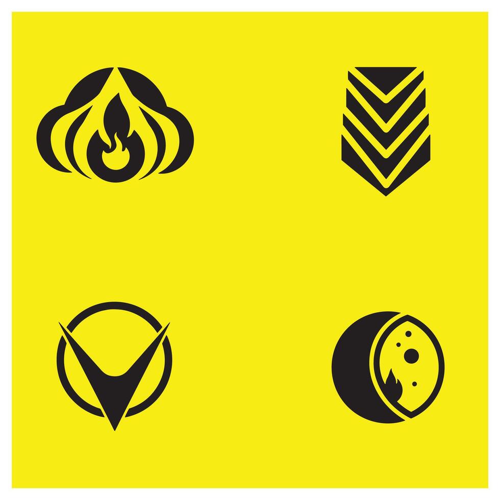 Abstract black symbols set against a vibrant yellow background with modern design vector