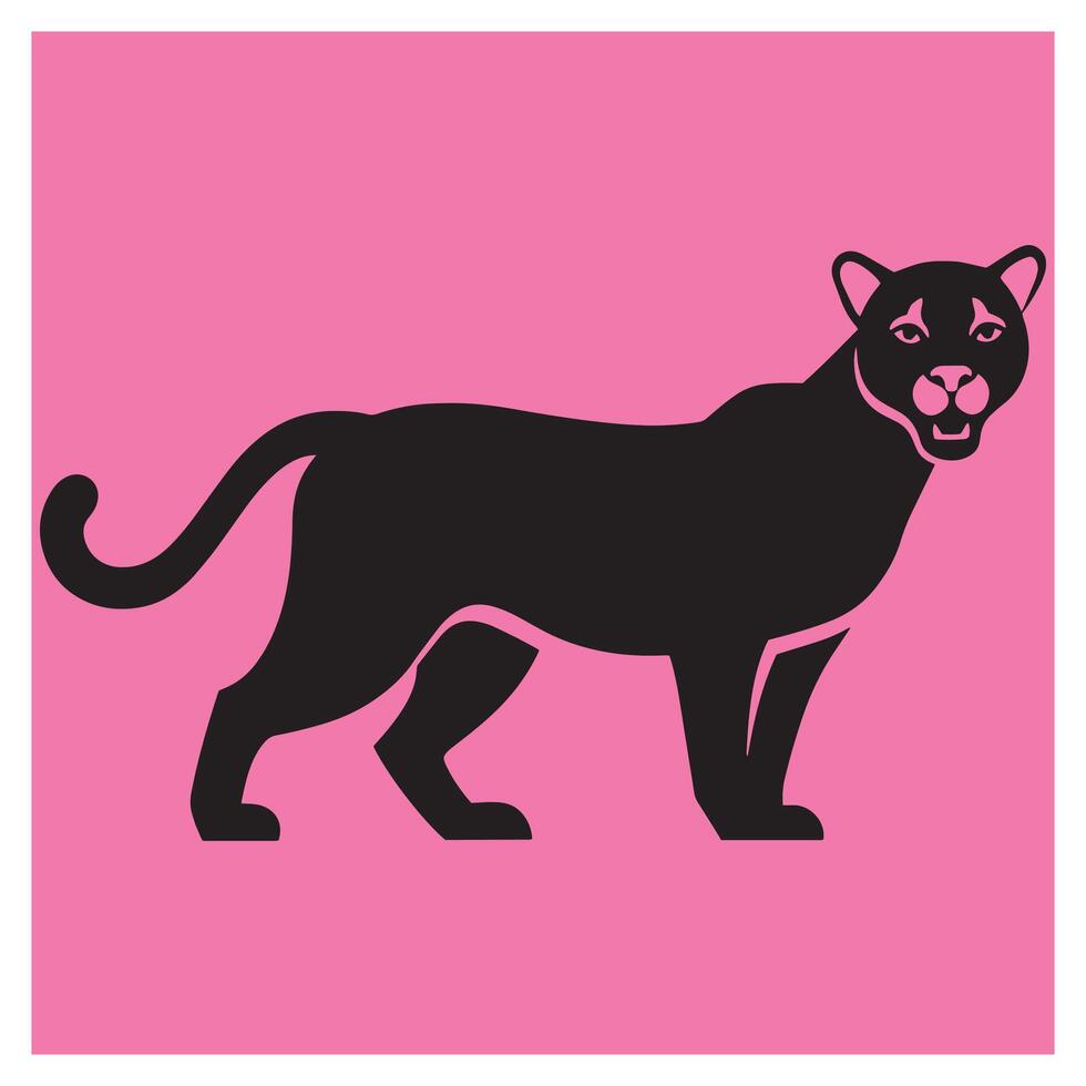 Stylized black panther silhouette against a pink background suitable for graphic design projects vector