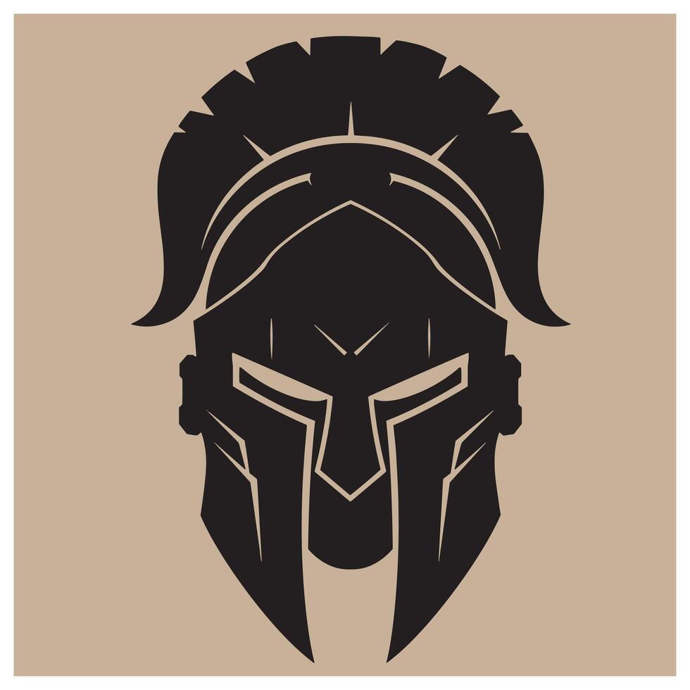 illustration of a spartan helmet depicting strength and ancient warfare on a tan background vector