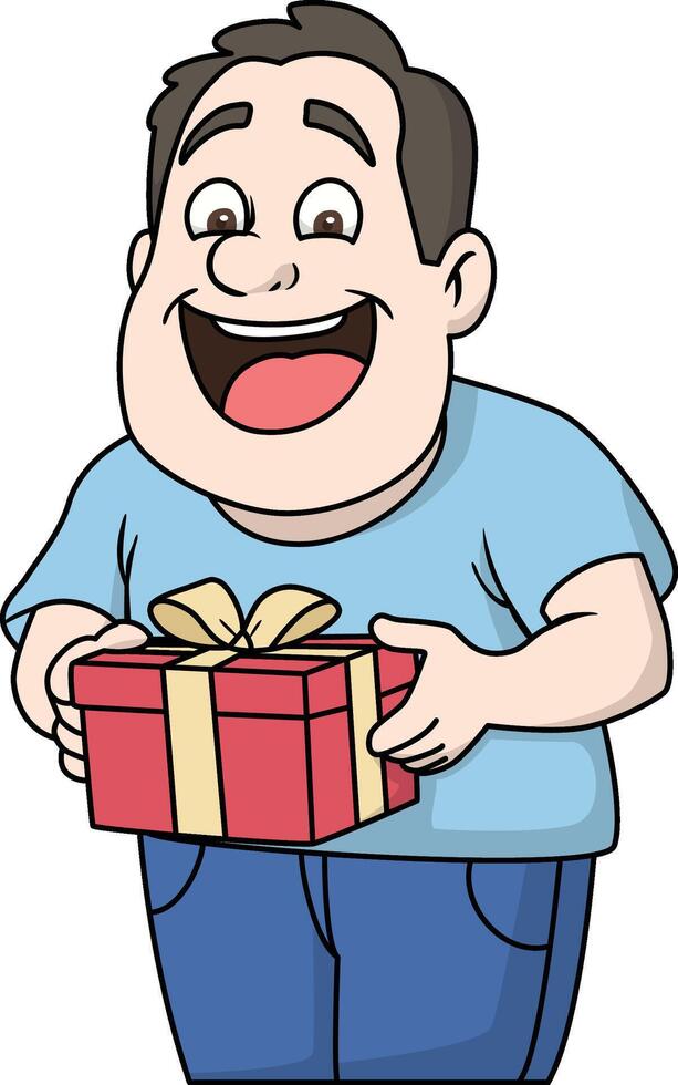 Dad receives gift Father's Day Cartoon Illustration vector