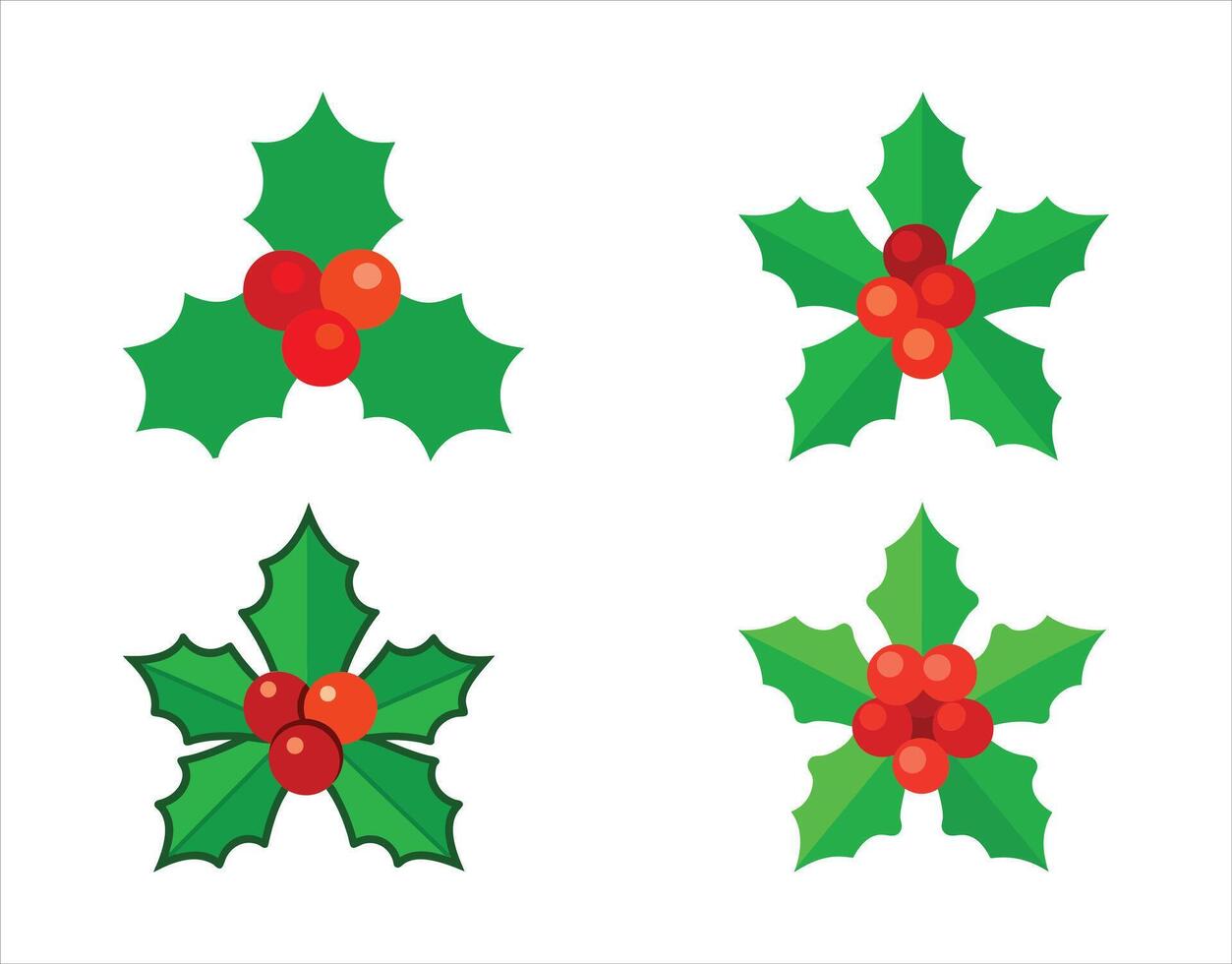 Christmas Holly Berry Icons Festive Illustrations for Holiday Designs vector