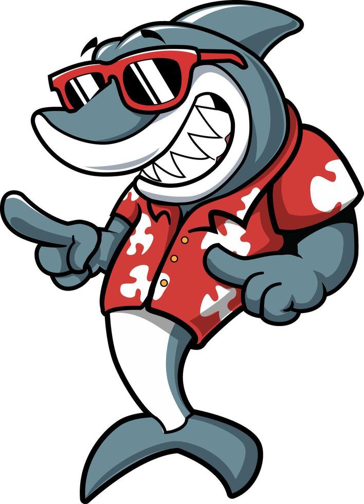 Happy Shark Wearing Sunglasses Beach vector
