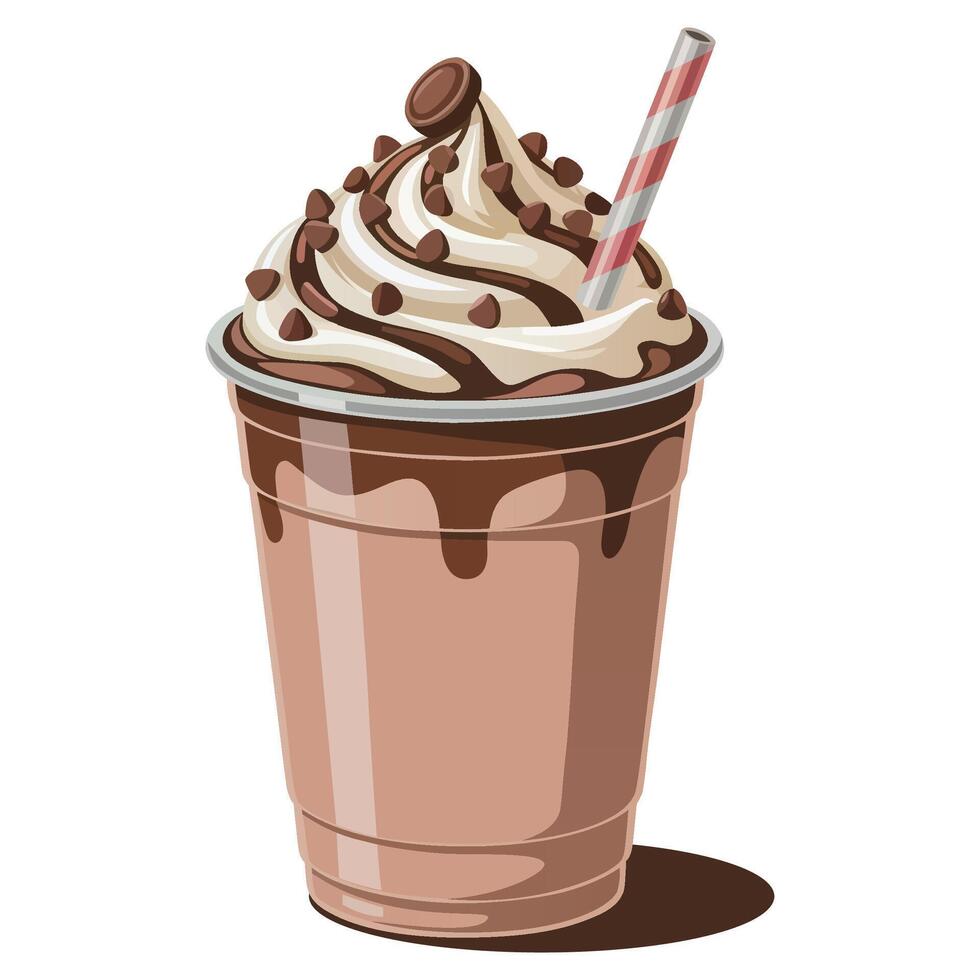 Cute and sweet chocolate milkshake with choco cookie illustration vector