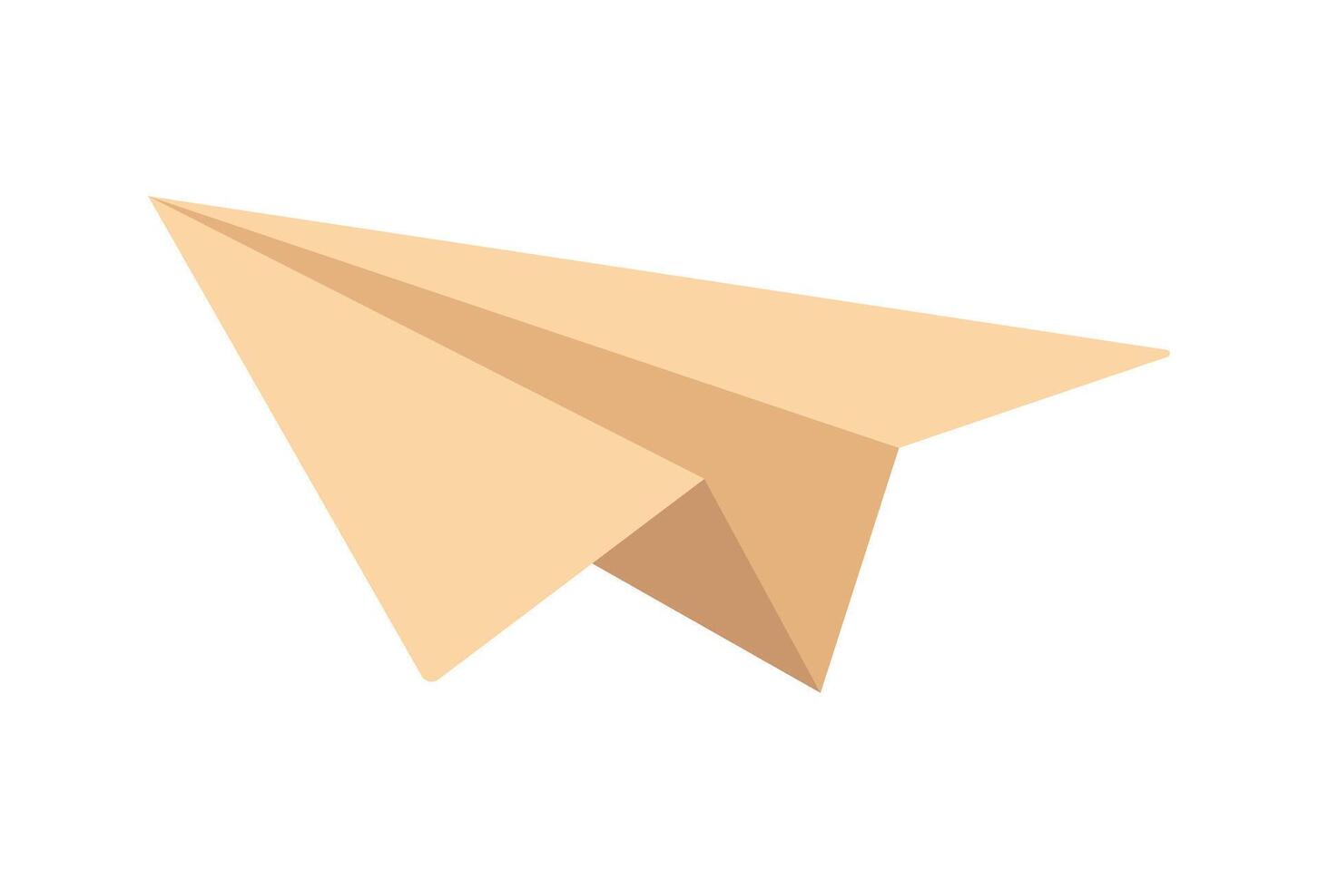 Paper airplane icon. Yellow origami toy in flight, folded blank. Concept of mail, message, travel, business. Hand drawn clipart isolated on white. Simple doodle, flat cartoon. Craft, hobby vector