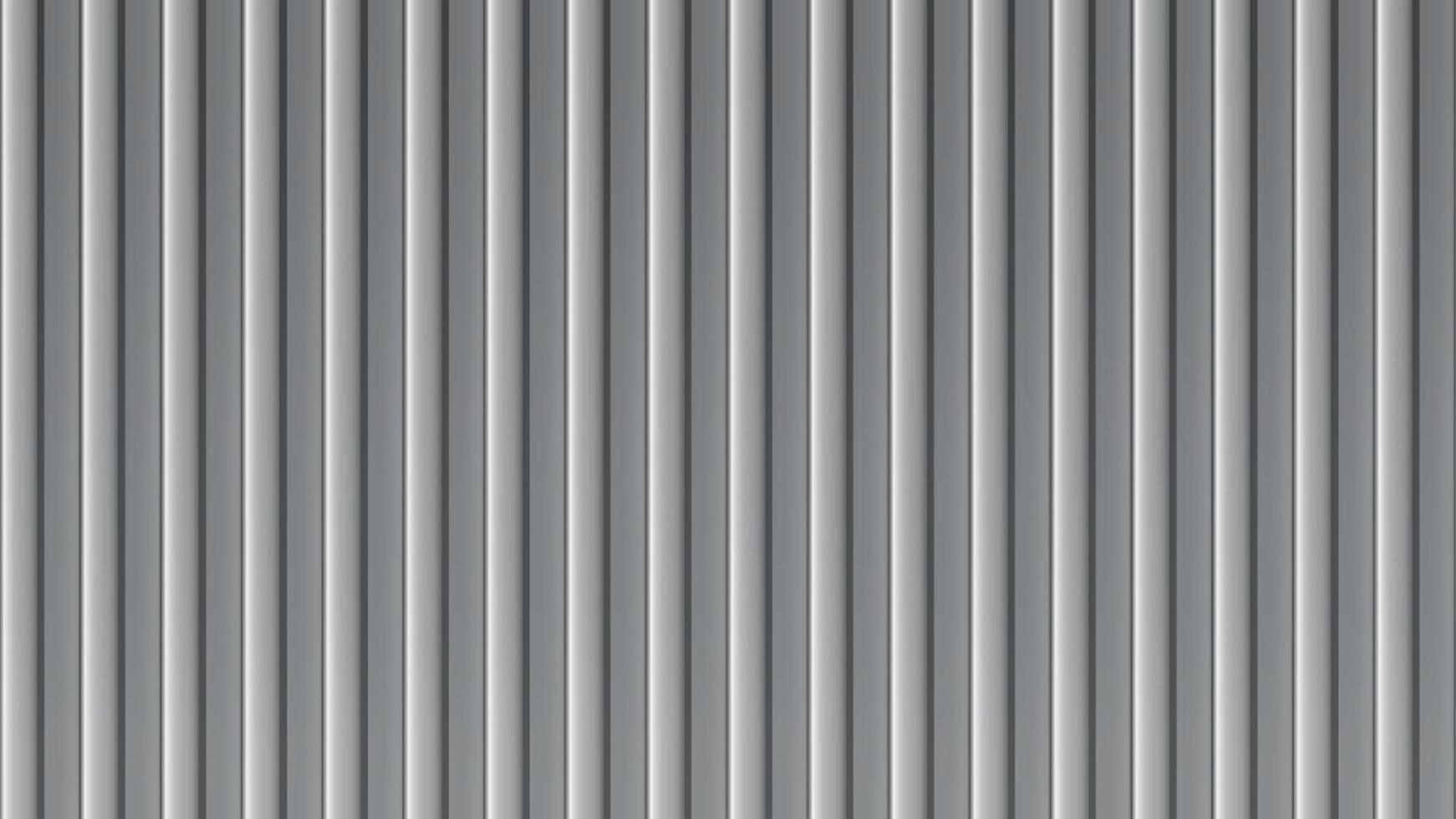 Steel corrugated panel with silver metal texture and iron sheet of zinc. Container roof and plate of white wall with tile pattern in aluminum. Vertical siding galvanized with ribbed surface. vector