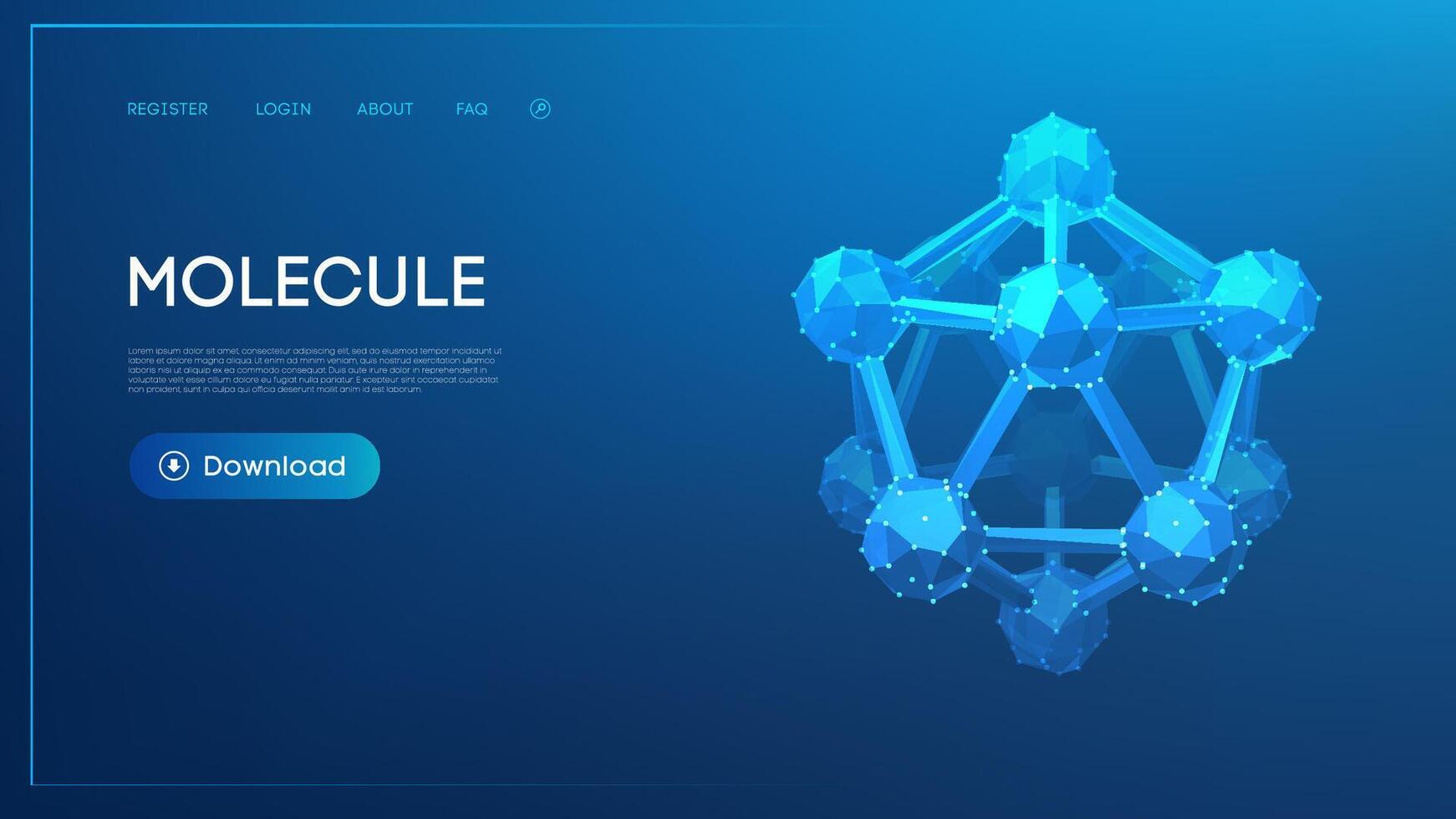 technology background with 3d atom and abstract chemistry design. Wireframe science blends medical and chemical elements for a low blue model. Futuristic polygon structure sparks molecular innovation. vector