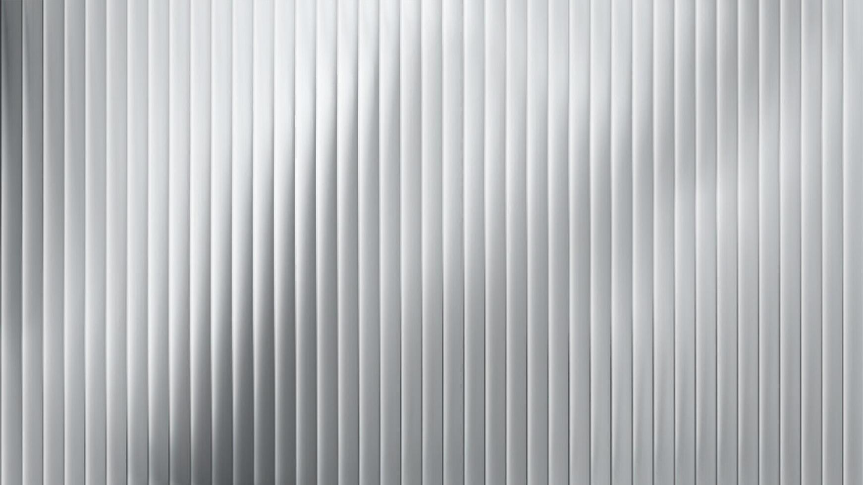 Corrugated wall background with reeded metal panel pattern and white glass texture effect. Abstract plastic siding plate with zinc steel sheet and ribbed roof. Reed reflection and chrome surface. vector