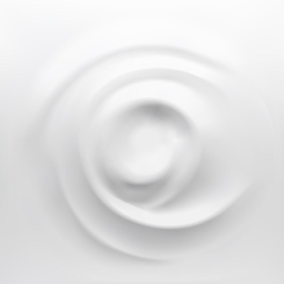 Sour cream and yogurt swirl on white background, top view. Creamy milk cosmetic splash with smooth wave and soft foam. Whipped dairy product and fresh mousse blend isolated vector