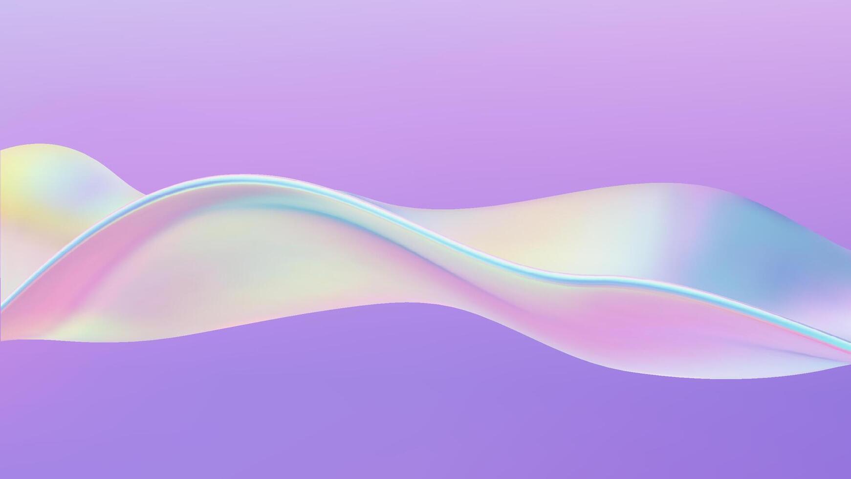 Fluid wave 3D glass ribbon. Abstract liquid background. Blue gradient holographic elements swirl with iridescent flow shapes and neon light. Bright spectral movement and colorful refraction. vector