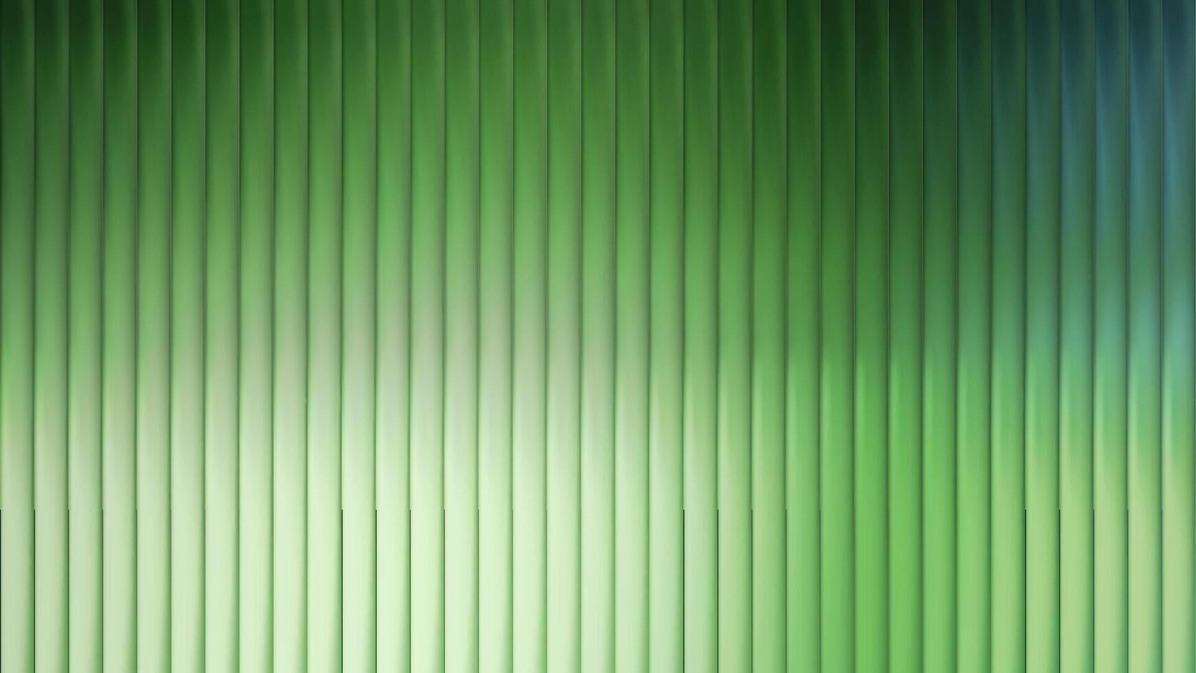 Fluted green ribbed glass background with soft vertical stripes. 3d line texture with ribbed effect gradient wave. vector