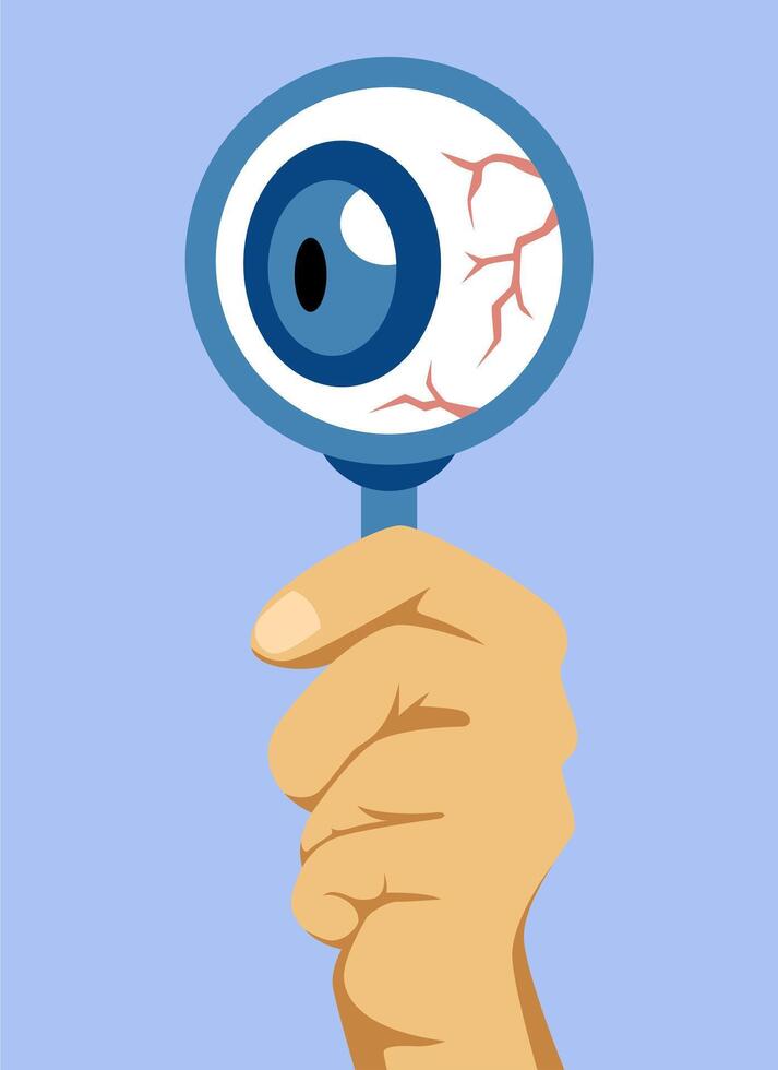 Conceptual eyes magnifying glass illustration vector