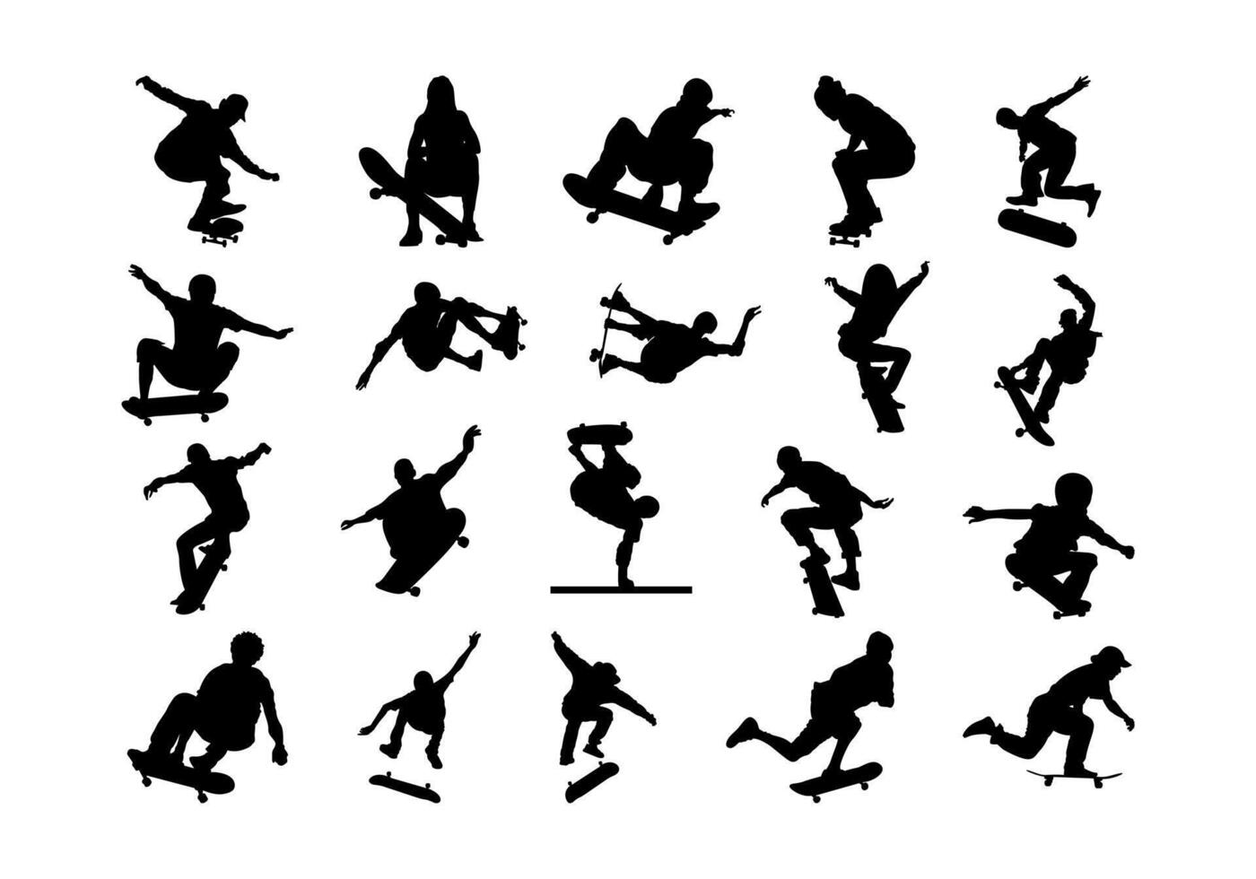 Skateborder People Sillhouette Element vector
