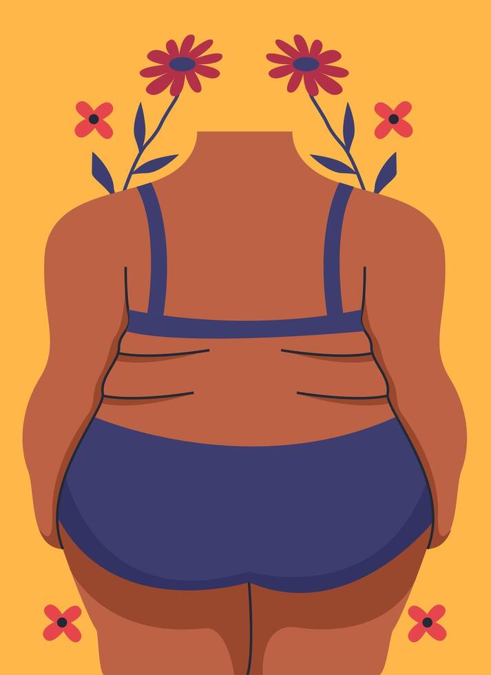 Body positivity conceptual flower illustration vector