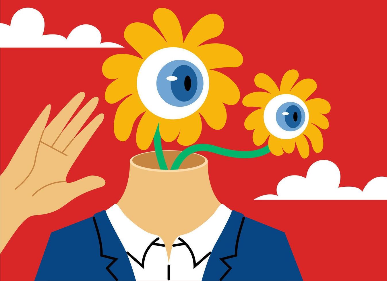 Conceptual eyes and flowers illustration vector