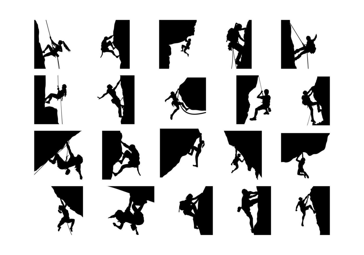 Extreme Rock Climbing Sillhouette Element vector