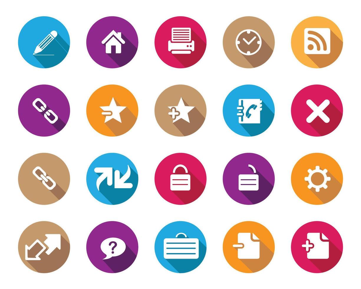 Simple White web icons on colorful sphere with shadow, , Contact us icons for web computer and mobile. vector