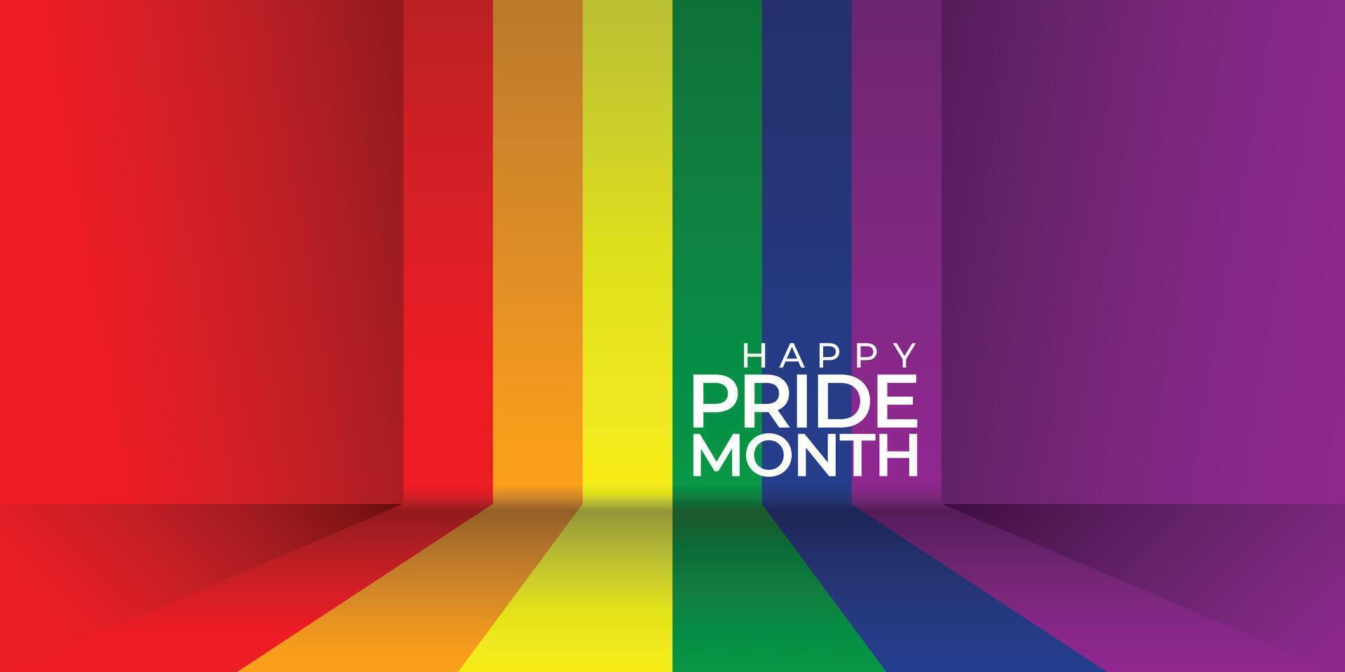 Celebrate lgbt pride month with colorful rainbow pride background for banner, greeting card, poster, web banner, social media vector