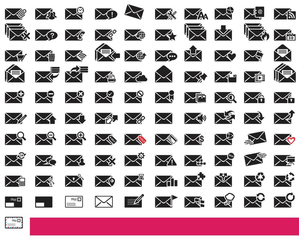 Set of 101 email icon set, Home, location, call, at, email, address, globe, chat, message, mail, telephone, information, support, search, website etc kind of icons for website and graphic project. vector