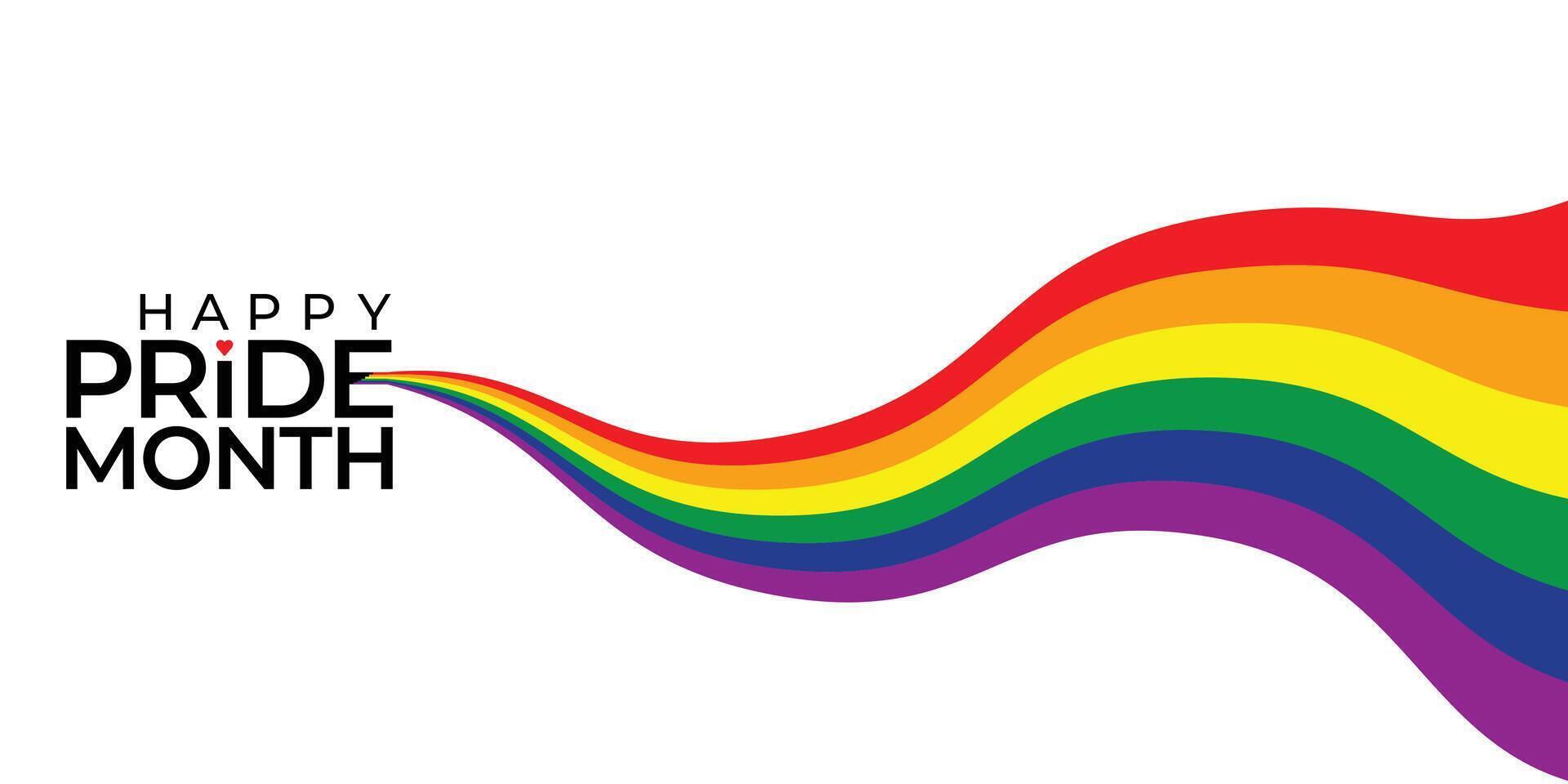 Happy Pride Month Celebration Banner Design Rainbow Flag On White Background vector
