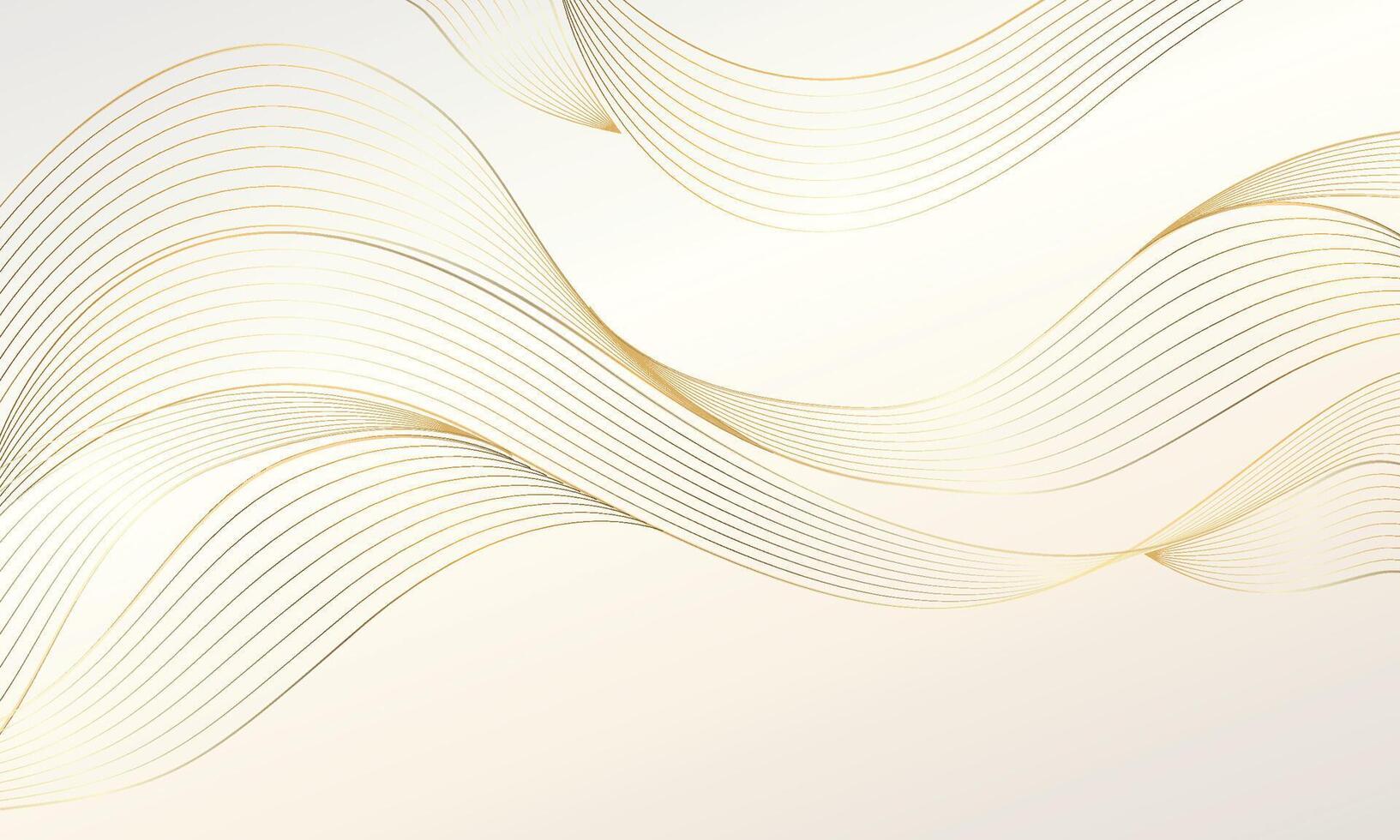 gold on white line wave abstract pattern, elegant luxury design background, flow curve dynamic banner vector