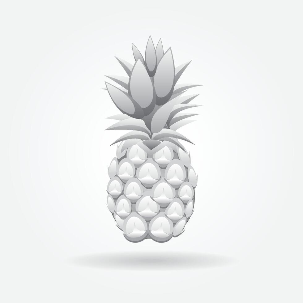 Grey colour 3d pineapple fruit abstract seamless pattern on grey background vector