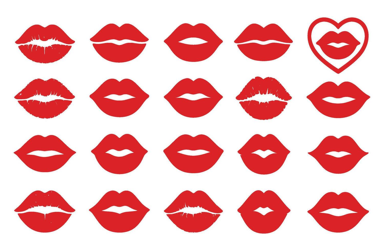 Red Lips Kiss Marks and Shapes Collection vector