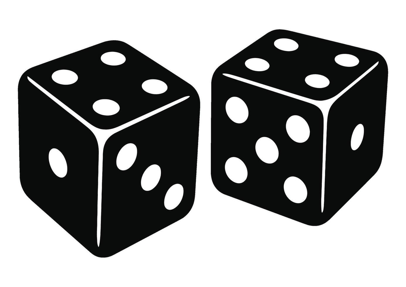 Pair of Black Casino Dice Icon - Gambling and Game Symbol vector