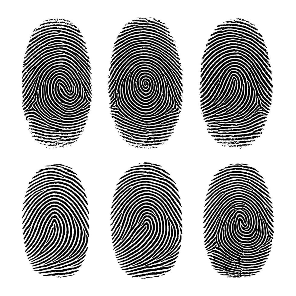 Human Fingerprint Set - Identity and Security Concept vector