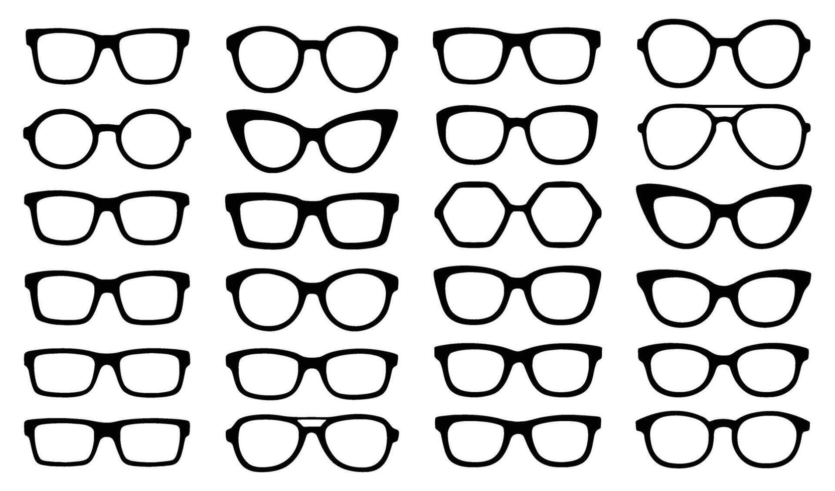Eyeglasses and Sunglasses Frame Silhouettes Set vector