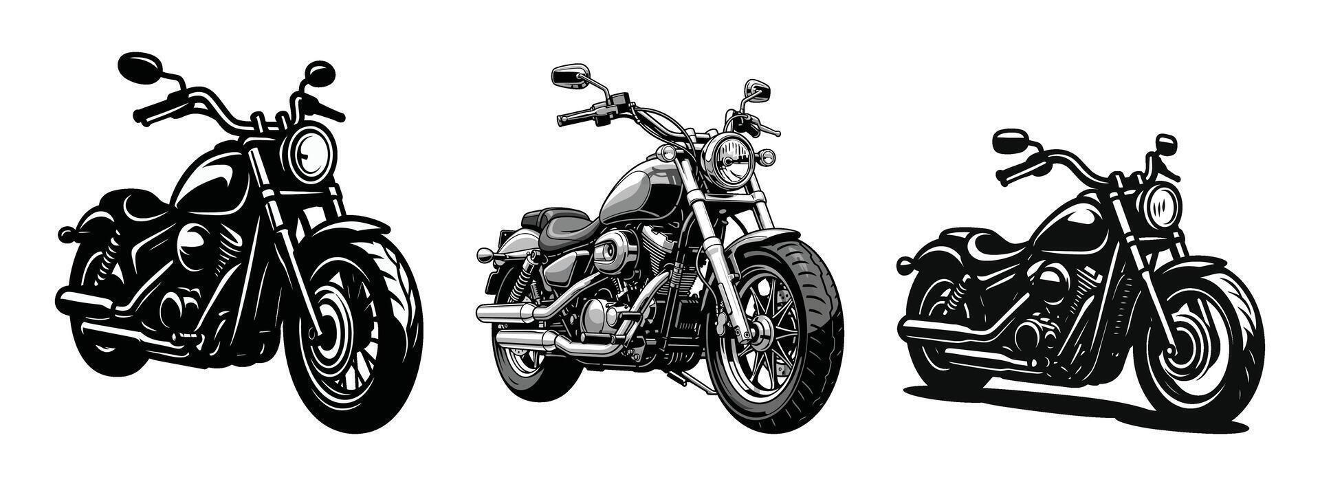 Vintage Chopper Motorcycle Illustrations Set vector