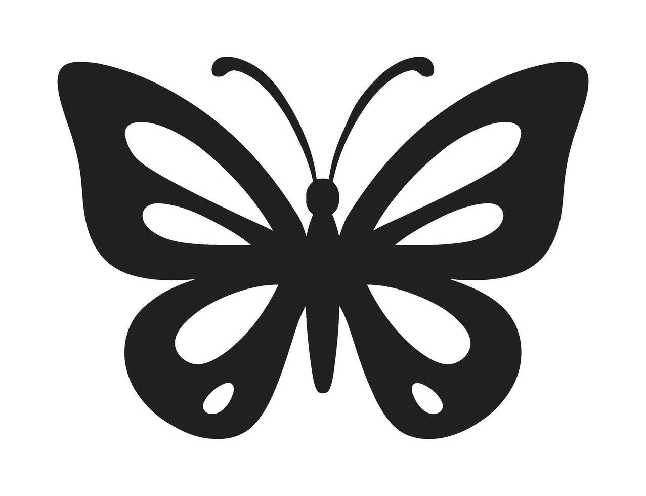 Black Butterfly Silhouette Isolated on White - Elegant Insect Design vector